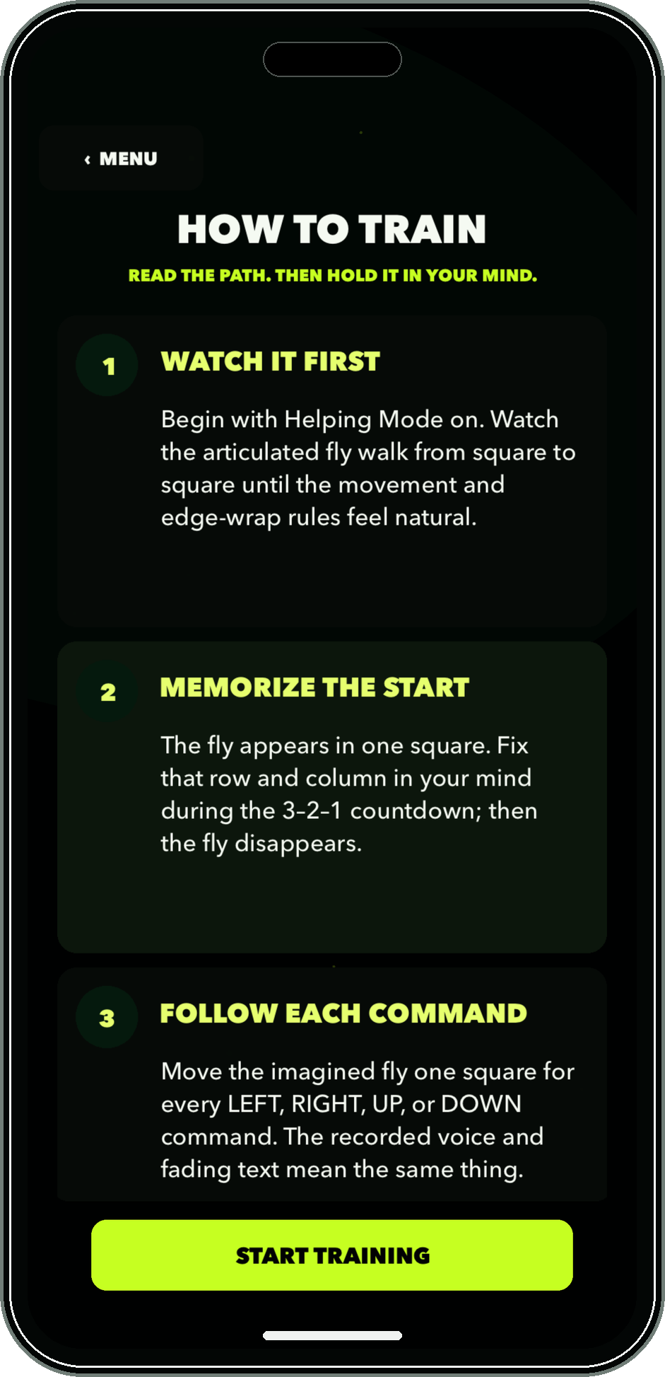 Flucking Fly English training instructions screen