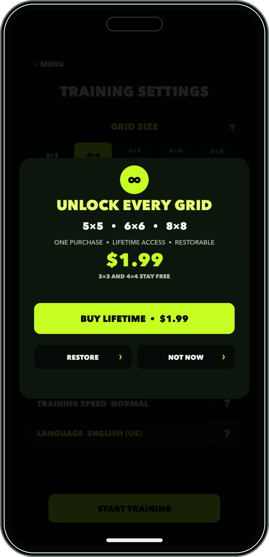 Flucking Fly English lifetime grid unlock screen